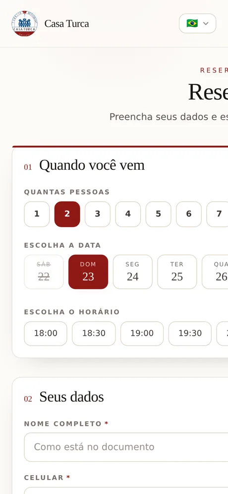 Booking on mobile